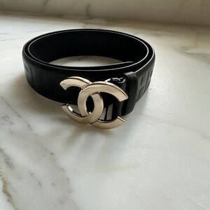 Chanel Pharrell Black Leather Belt
